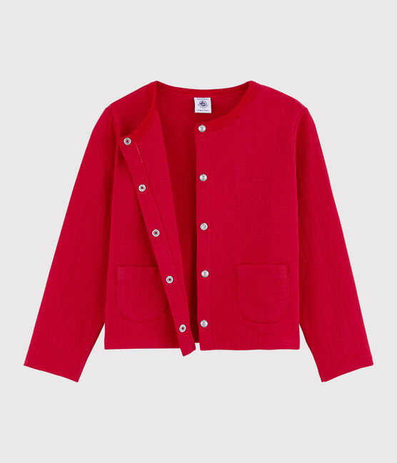 Cardigan in tubique bambina rosso TERKUIT