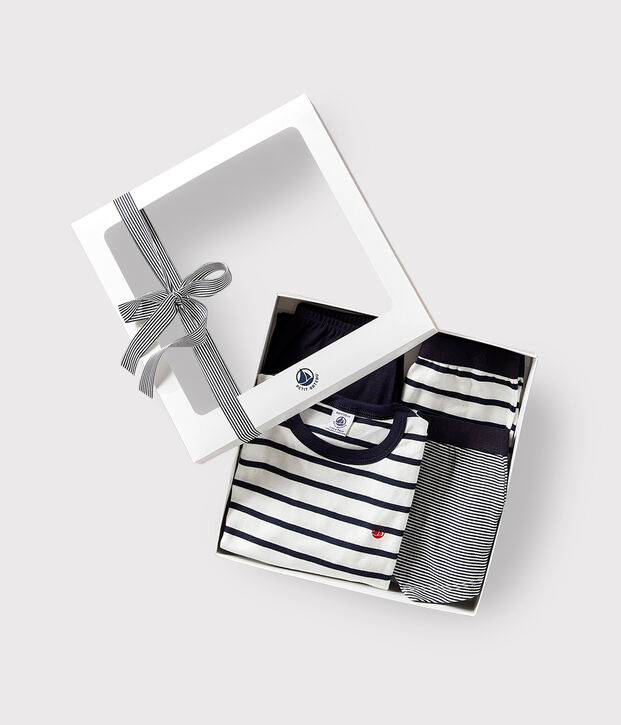 Confezione regalo pigiama e boxer in cotone a righe multicolore
