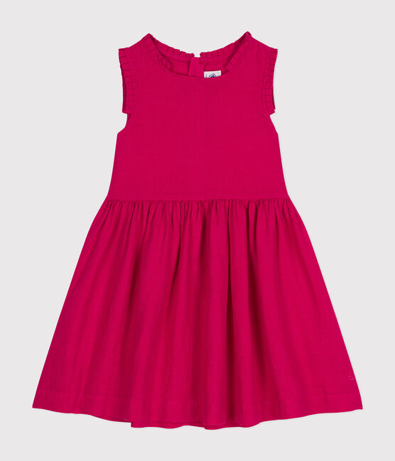 Abito senza maniche in lino bambina rosa DELHI