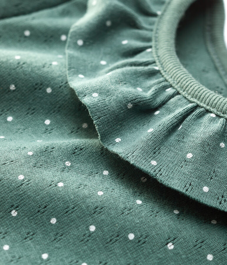 Camicetta con collo collerette in cotone beb&egrave; femmina verde/bianco