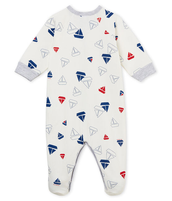 Tutina pigiama bambino in tubique bianco MARSHMALLOW/bianco MULTICO