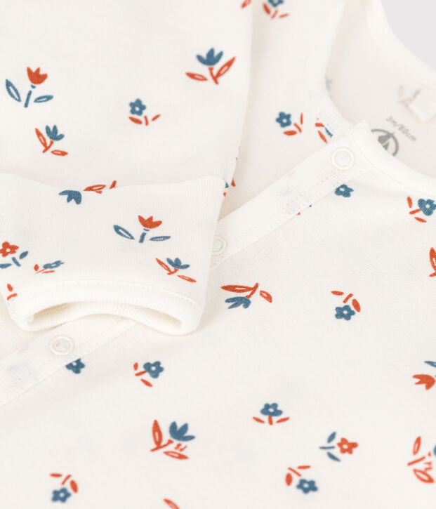 Tutina combisac di cotone con stampa per neonati bianco/multicolore