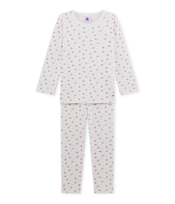 Pyjama fille imprimé petites fleurs blu BOCAL/bianco MULTICO