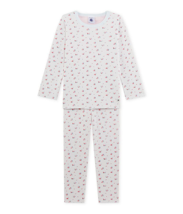 Pyjama fille imprim&eacute; petites fleurs blu/multicolore