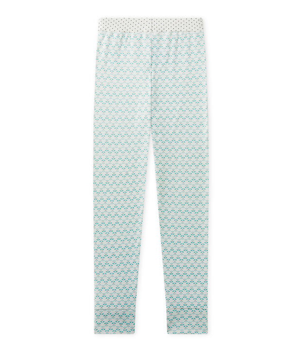 Pantaloni bambina per pigiama Mix&Match bianco/verde/multicolore