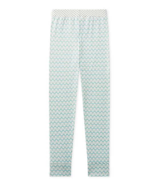 Pantaloni bambina per pigiama Mix&Match bianco LAIT/verde VERT/ MULTICO
