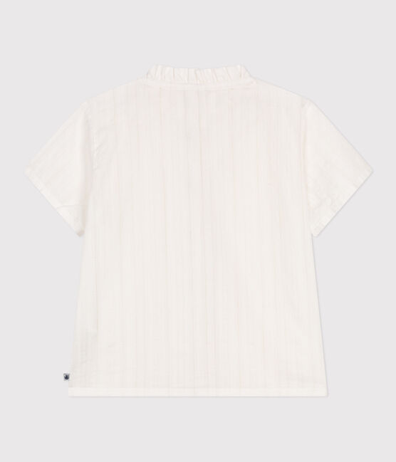 Blusa a maniche corte in cotone tinta unita bambina bianco ECUME