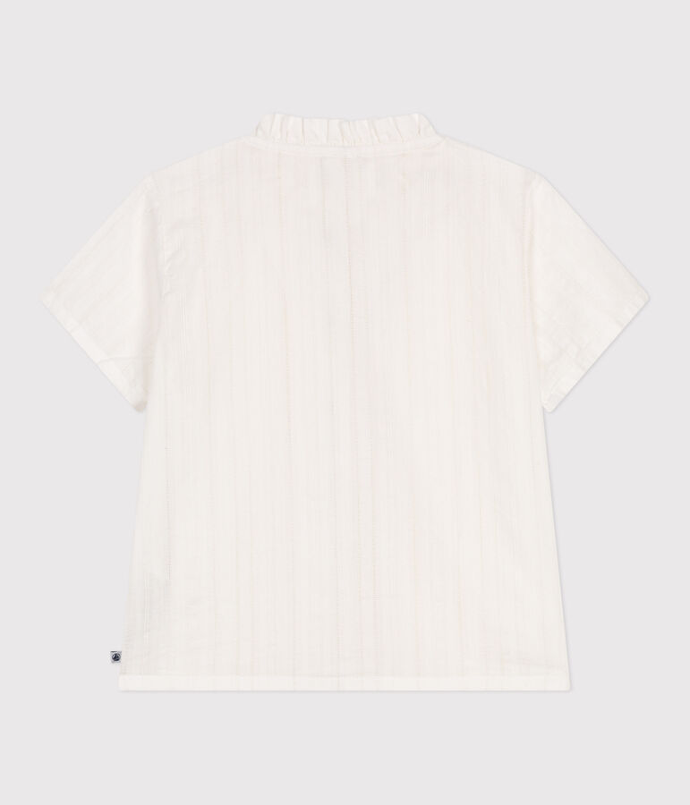 Blusa a maniche corte in cotone tinta unita bambina bianco ECUME