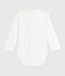 Body con colletto ricamato e scritta sul petto neonato MARSHMALLOW/ ADRIATIC