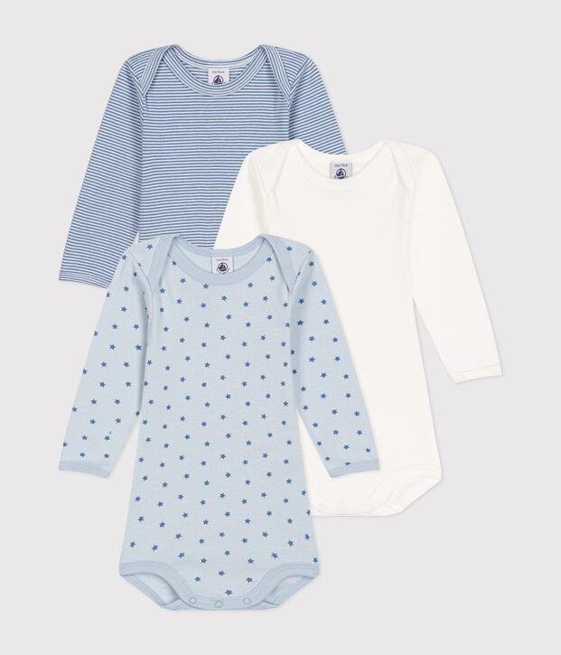 Set di 3 body a maniche lunghe in cotone a cuoricini neonato multicolore