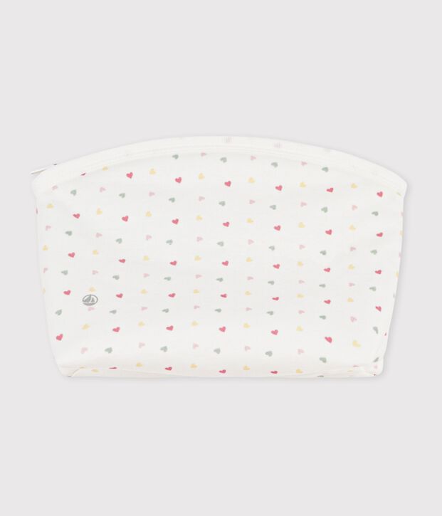 Pochette in cotone con stampa a cuoricini neonato bianco/multicolore