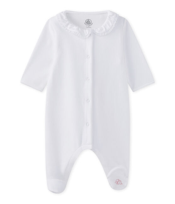 Tutina per bebé femmina in cotone bianco ECUME