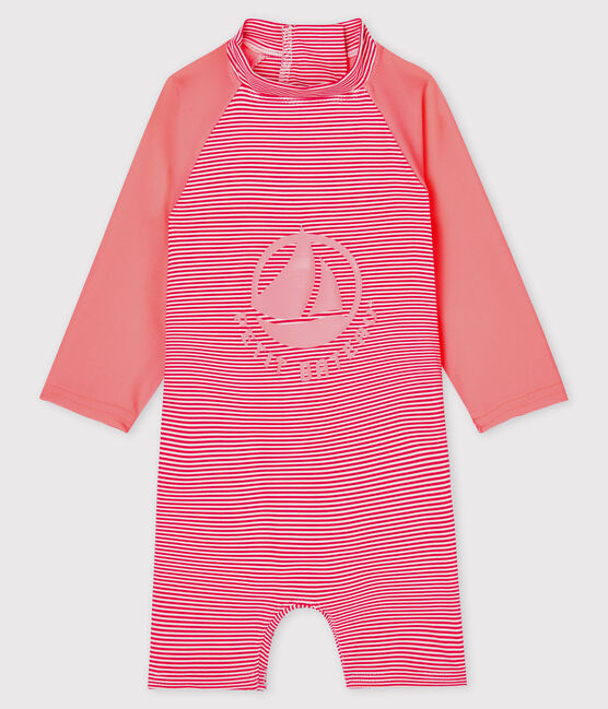 Tuta mare ecoresponsabile bimba/bimbo rosa GEISHA/bianco MARSHMALLOW