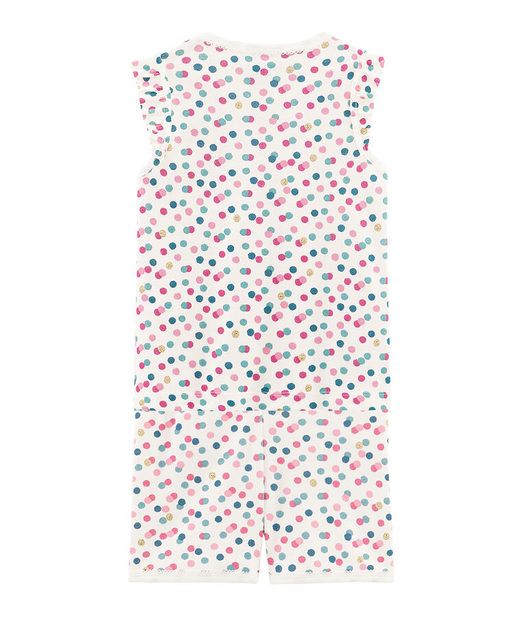 Pigiama corto bambina a costine bianco MARSHMALLOW/bianco MULTICO