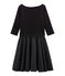 Abito bi-materiale a maniche lunghe donna nero NOIR