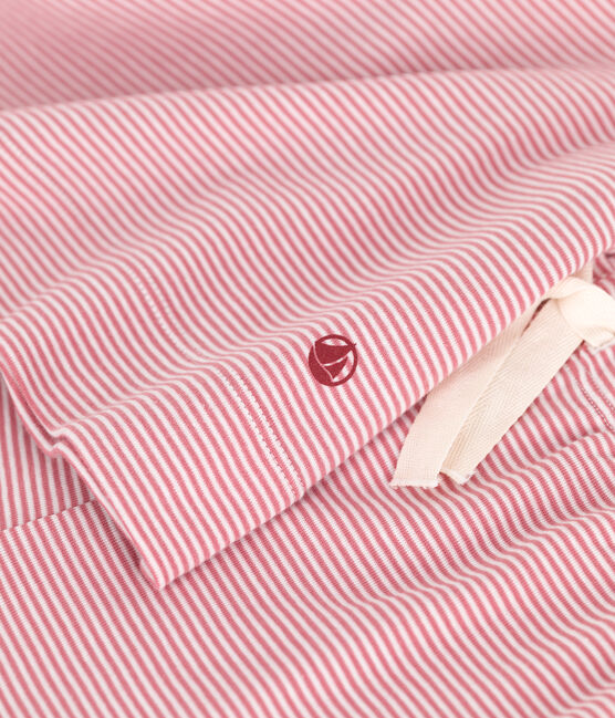 Pigiama short donna in cotone rigato rosa ROSEWOOD/ MARSHMALLOW