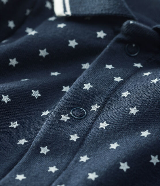 Body manica lunga colletto a polo bebè blu SMOKING/bianco MARSHMALLOW