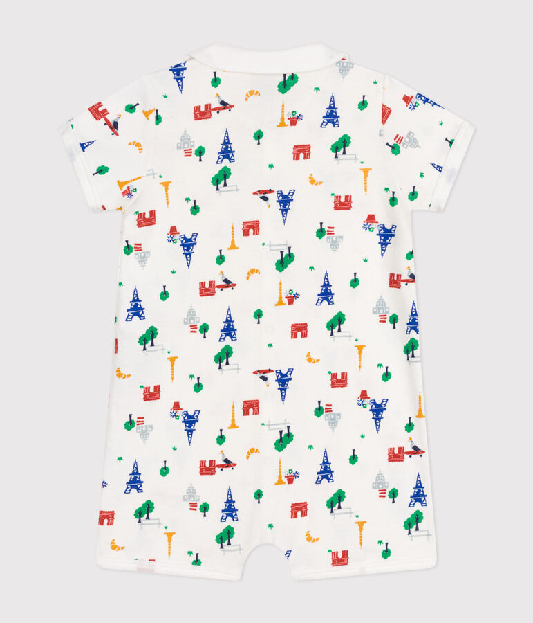 Tutina corta beb&egrave; in cotone bianco MARSHMALLOW/bianco MULTICO