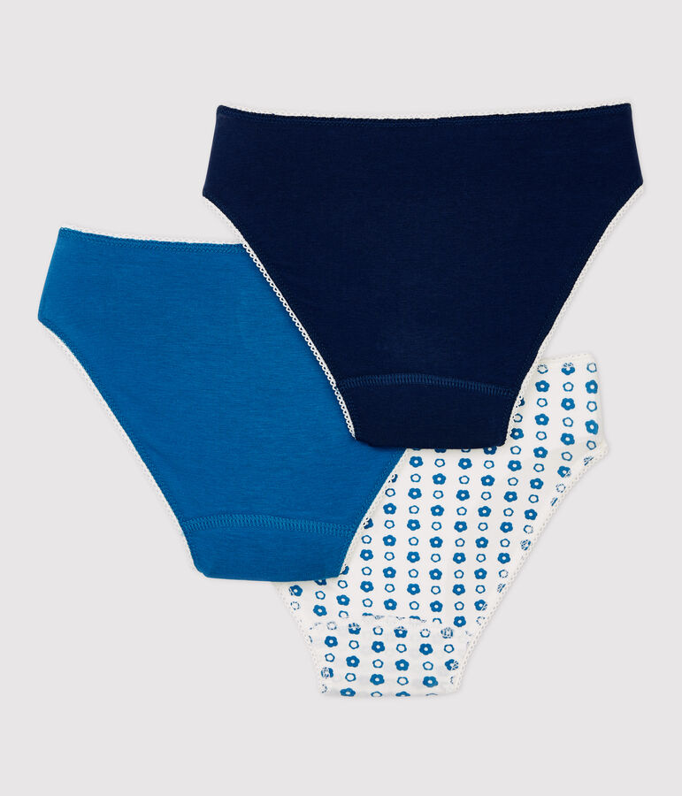 Confezione da 3 slip bambina a fiori in cotone biologico e elastan multicolore
