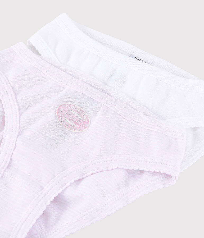 Confezione da 2 slip millerighe rosa bambina in cotone biologico multicolore