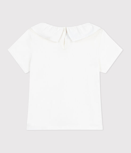 T-shirt con colletto e a maniche corte in cotone tinta unita bambino bianco MARSHMALLOW