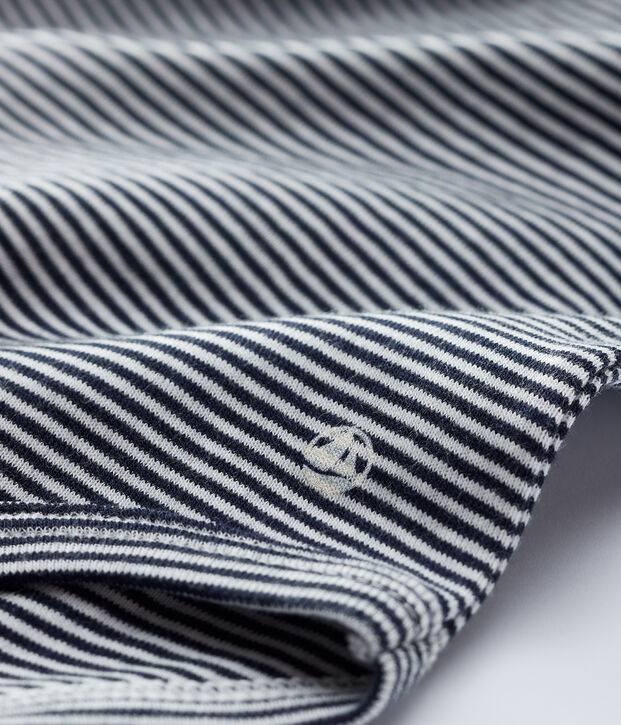 Body colletto alla collegiale in cotone beb&egrave; femmina blu/bianco