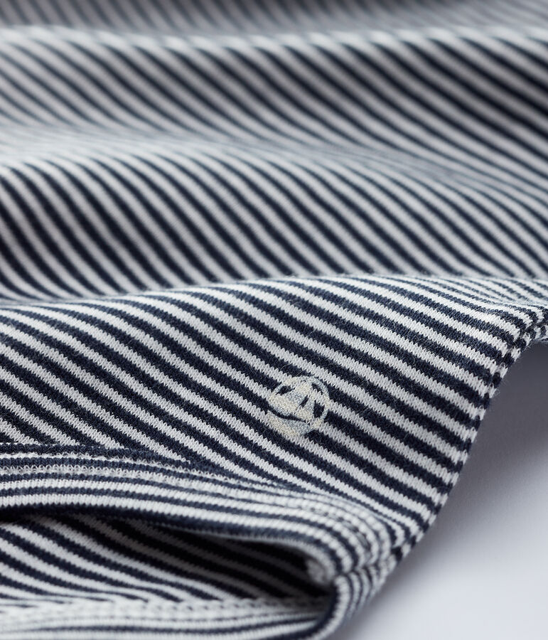 Body colletto alla collegiale in cotone beb&egrave; femmina blu SMOKING/bianco MARSHMALLOW