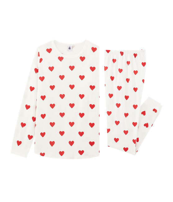 Pigiama ragazza - ragazzo a costine bianco MARSHMALLOW/rosso TERKUIT