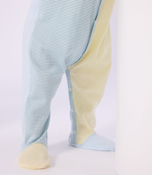Pigiama in cotone con stampa a righe neonato blu/bianco