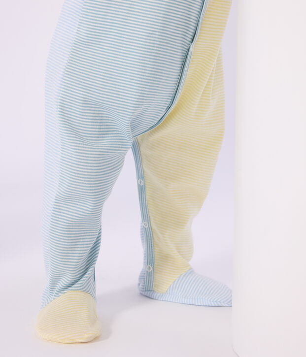 Pigiama in cotone con stampa a righe neonato verde/bianco