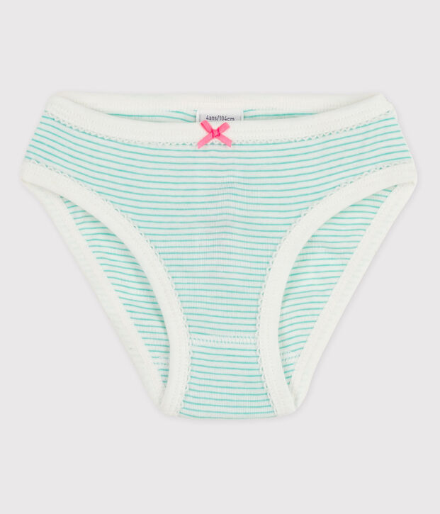 La mutandina in cotone per bambina bianco/verde