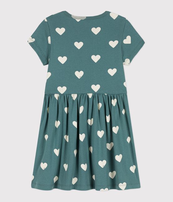 Abito a maniche corte in cotone bio bambina verde BRUT/bianco AVALANCHE