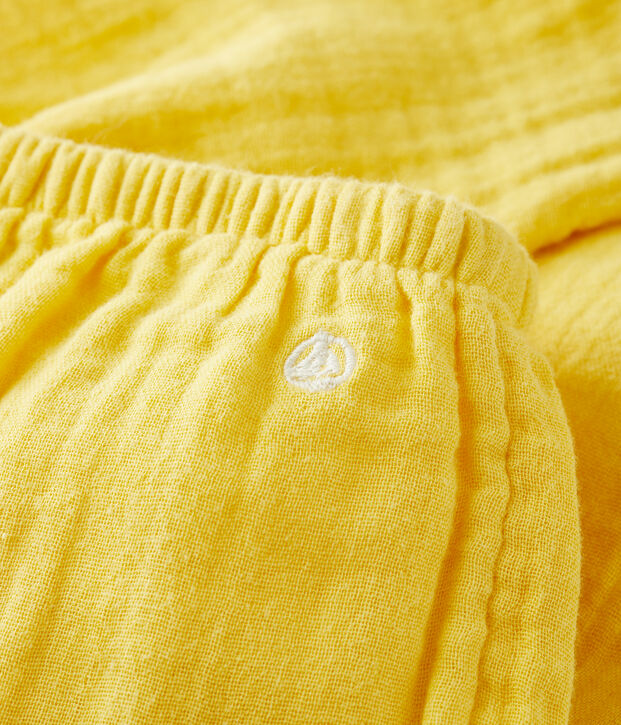 Pantaloni beb&egrave; in garza di cotone biologico giallo