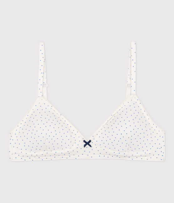 Reggiseno ragazza in cotone ed elastam a pois bianco MARSHMALLOW/ EDNA
