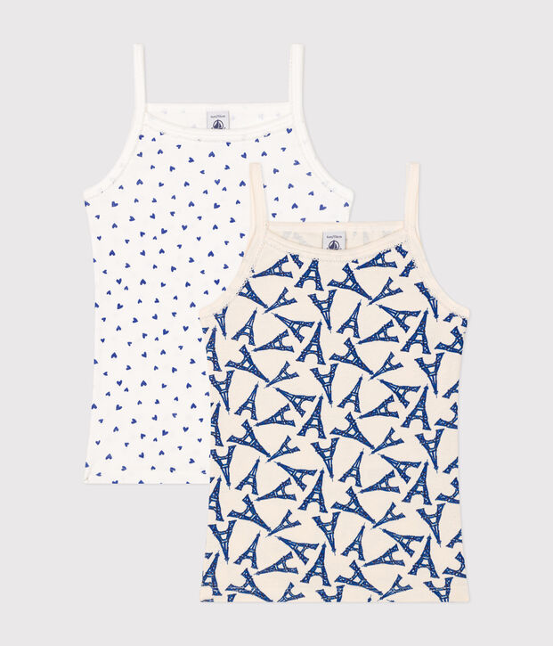 Set di 2 canottiere Parigi con spalline sottili in cotone bambino multicolore