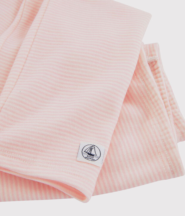 Leggings in lana e cotone millerighe da bambina rosa/bianco