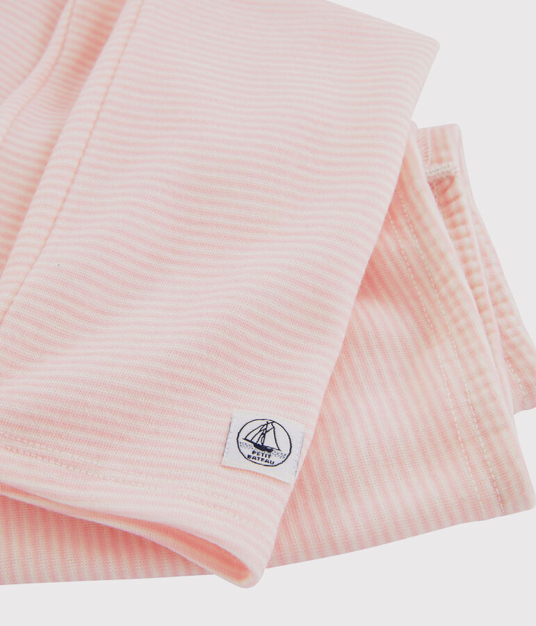 Leggings in lana e cotone millerighe da bambina rosa CHARME/bianco MARSHMALLOW