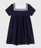 Abito a maniche corte in cotone tinta unita bambina blu SMOKING