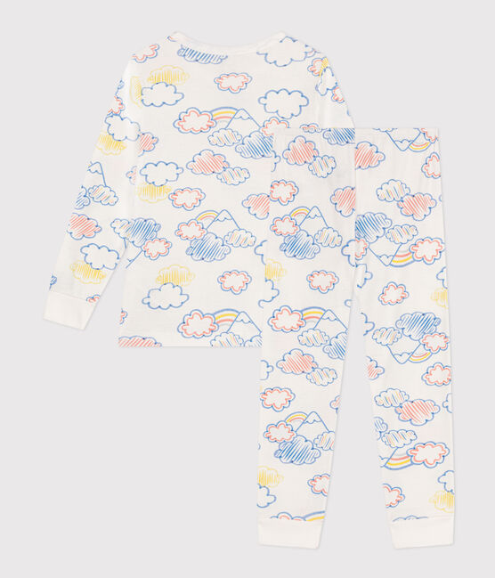Pigiama stampa motivo nuvola e arcobaleno in cotone bambino bianco MARSHMALLOW/bianco MULTICO