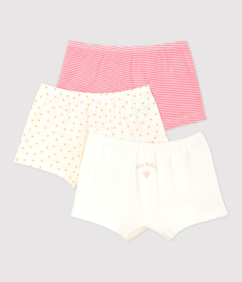Confezione da 3 mutandine bambina fantasia a cuori in cotone multicolore