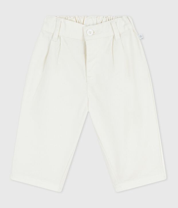 Pantaloni in serge tinta unita neonato bianco