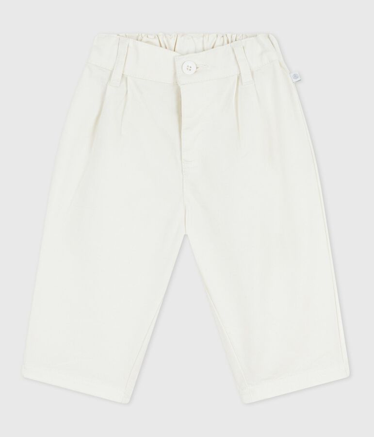 Pantaloni in serge tinta unita neonato bianco MARSHMALLOW