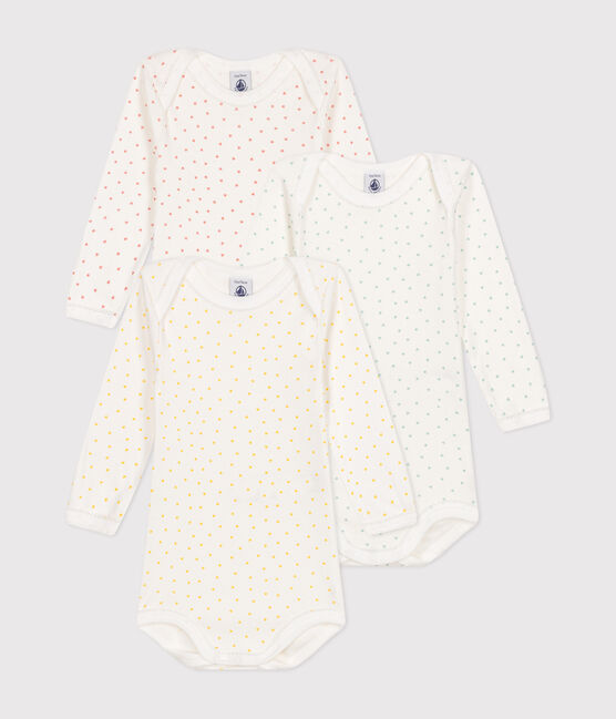 Confezione da 3 body bebè a maniche lunghe in cotone a cuori variante 1