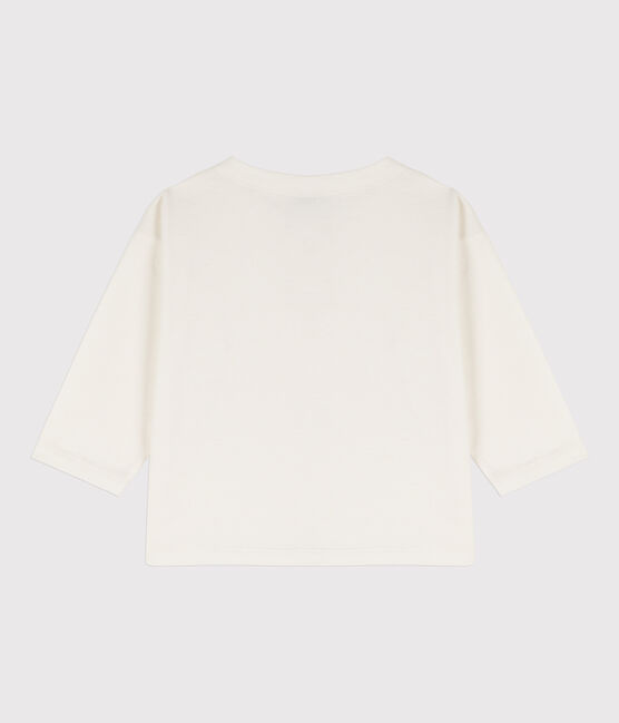 T-shirt maniche lunghe bebè in cotone bianco MARSHMALLOW