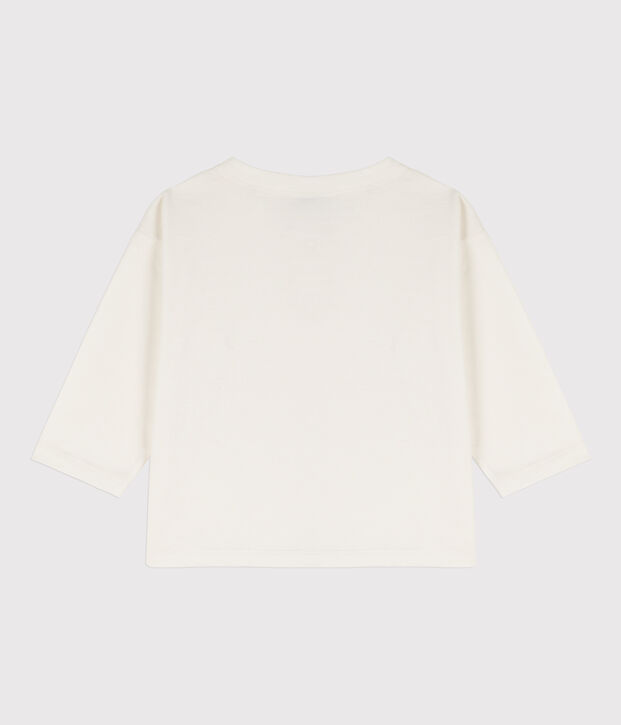 T-shirt maniche lunghe beb&egrave; in cotone bianco
