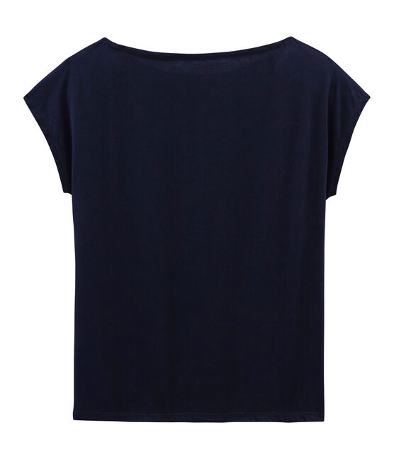 T-shirt manica corta in cotone Sea Island donna blu MARINE