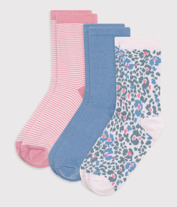 3 paia di calzini in cotone con leopardo stampato bambina multicolore
