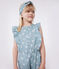 Tutina in cotone senza maniche a fiori bambina blu PAUL/bianco MARSHMALLOW