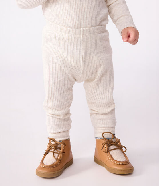 Leggings in cotone tinta unita neonato beige MONTELIMAR CHINE