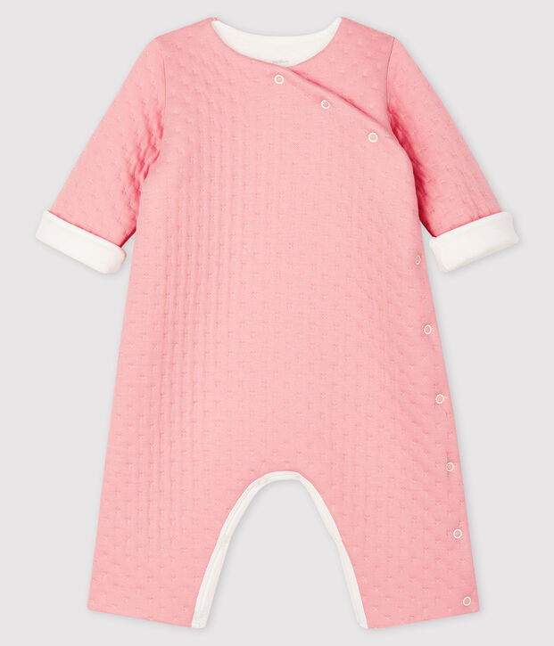 Tutina lunga beb&egrave; in tubique trapuntato rosa